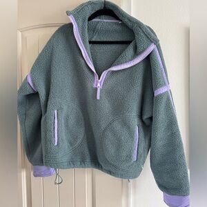 Cozy Fleece Jacket - Green and Purple